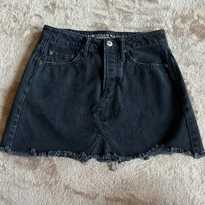 American Eagle black mini denim skirt. Size 0